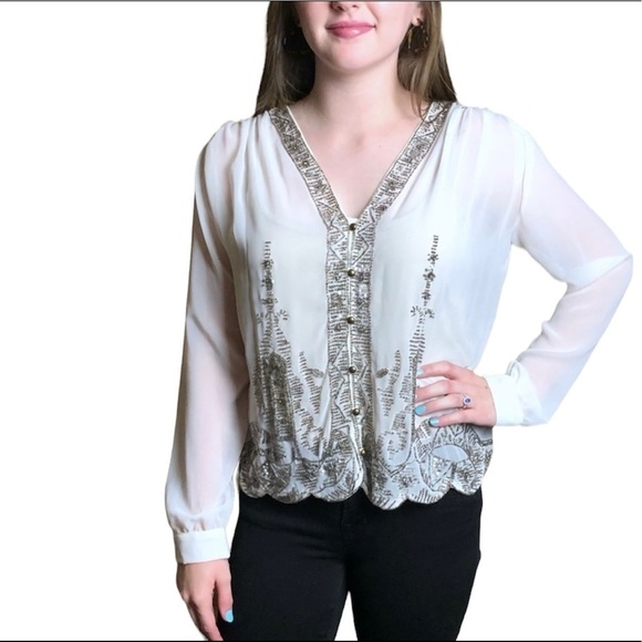 Anthropology/Tracy Reese, swingy beaded top, NWT - Picture 1 of 13